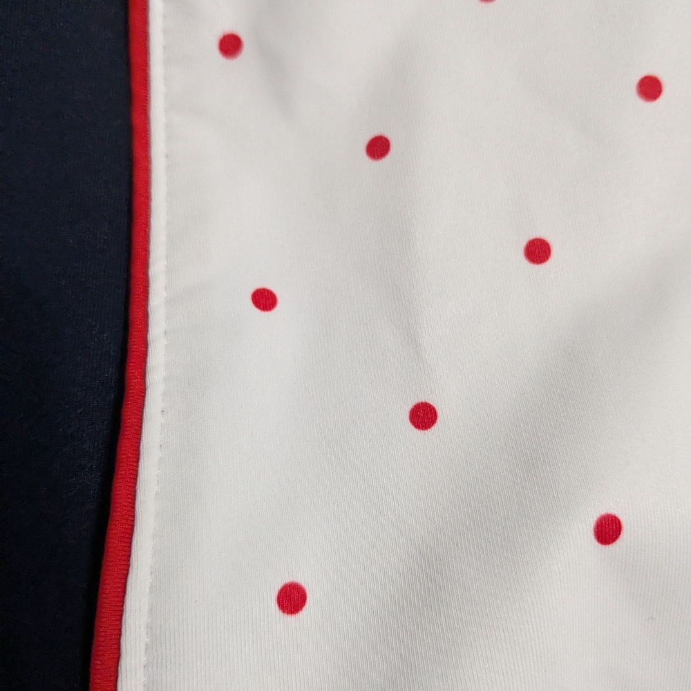 Lady Hagen White and Red Polka Dot Zip Top - Picture 3 of 7